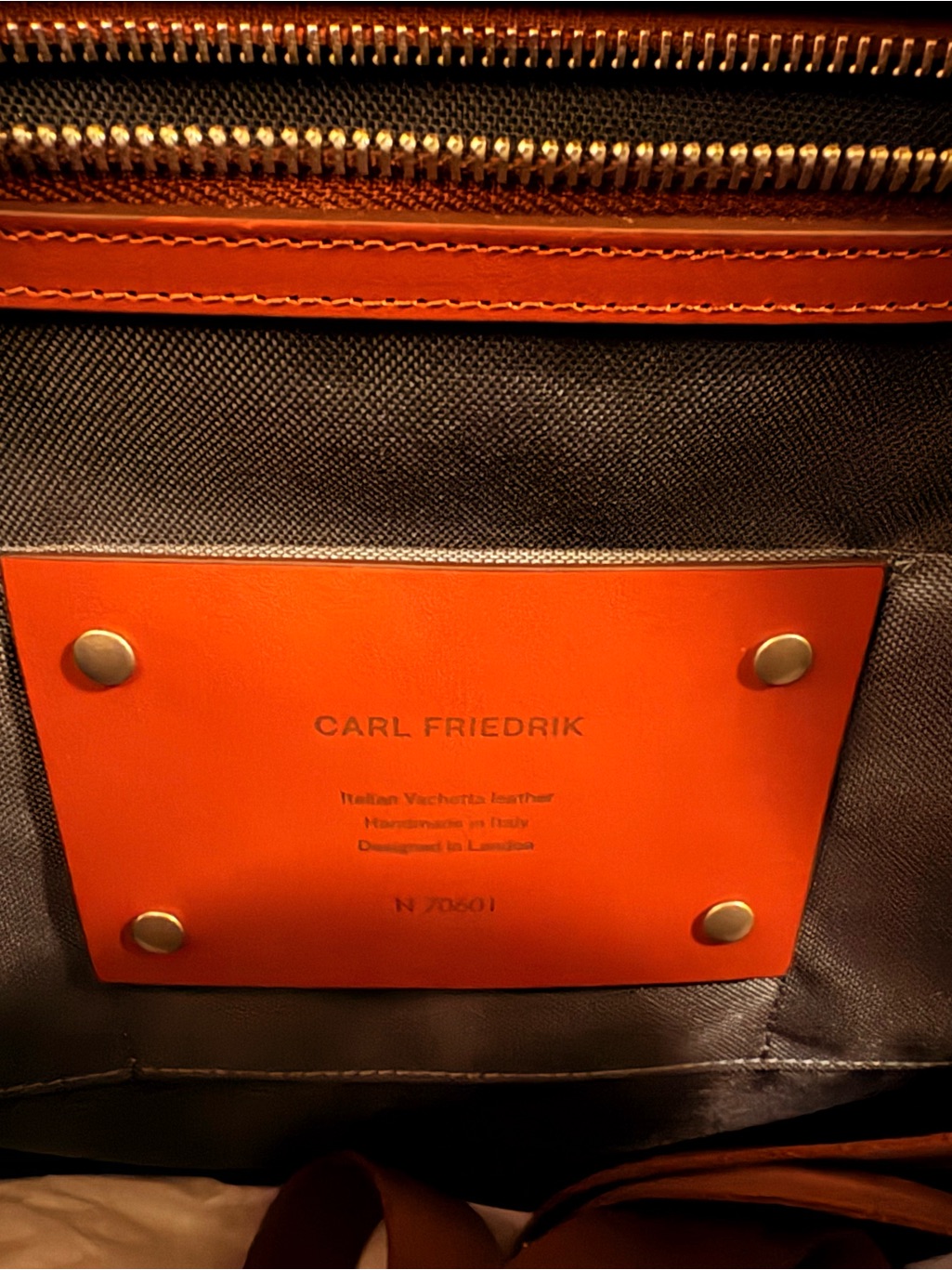 Authentic Carl Friedrik Overnight New With Tags! Open Box- Cognac — image 8 of 8